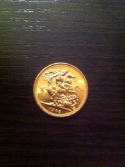 Золотая монета Елизавета II 1 Соверен 1963